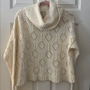 LOFT Open Knit Sweater Cream
